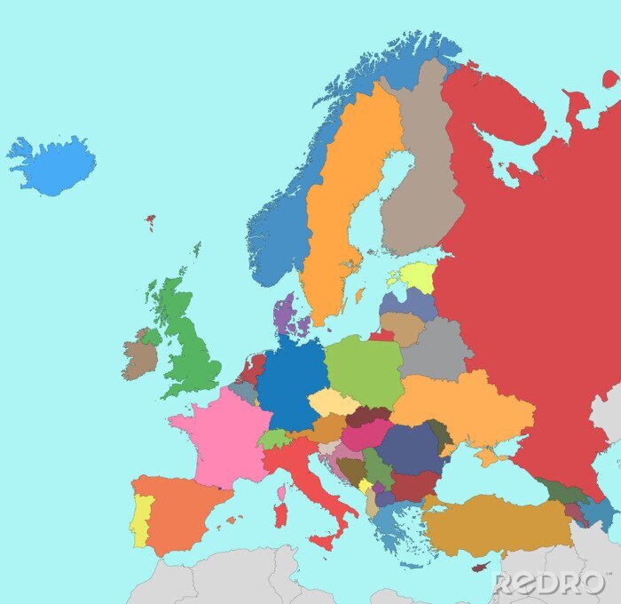 Tapete Bunte Länder von Europa auf der Karte