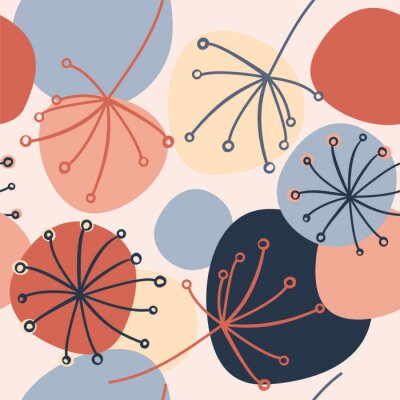 Tapete Bunte minimalistische Pusteblumen moderne Grafik