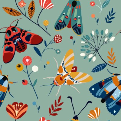 Tapete Bunte Nachtfalter