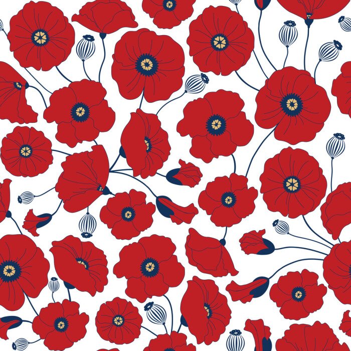 Tapete Bunte nahtlose Muster mit Mohnblumen. Abbildung. EPS 8