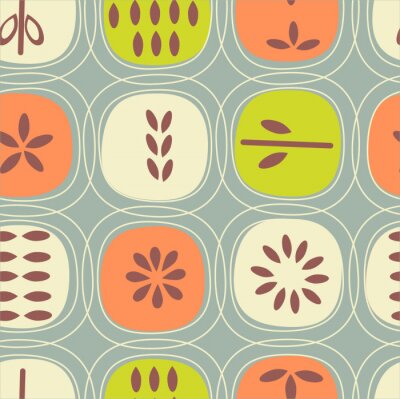 Tapete Bunte Obstkerne im Retro-Stil