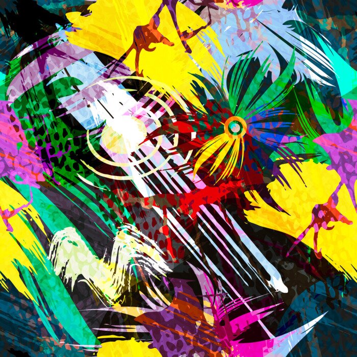 Tapete Bunte Pop-Art-Zeichnungen und Graffiti