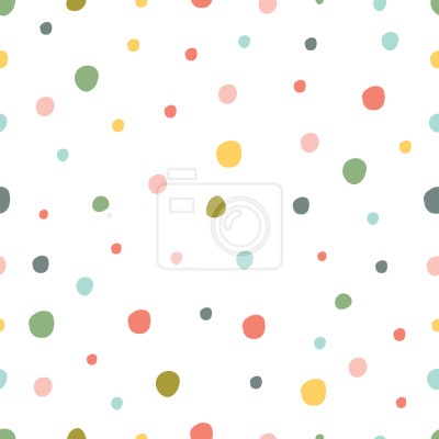 Tapete Bunte Puderpunkte auf weißem Hintergrund