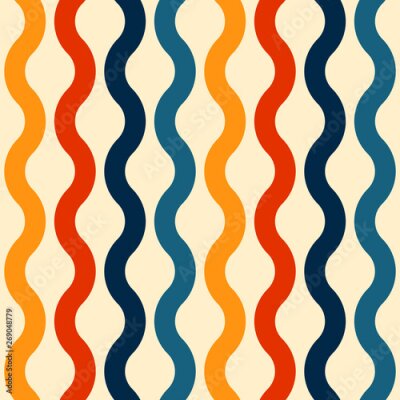 Tapete Bunte Retro-Wellen