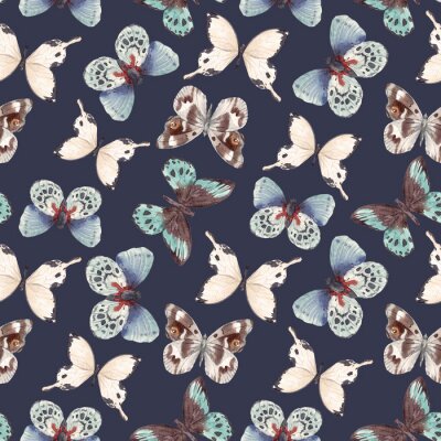 Tapete Bunte Schmetterlinge auf dunklem Hintergrund