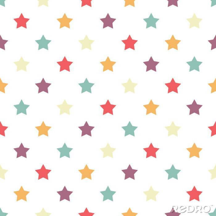 Tapete Bunte Sternchen auf weißem Hintergrund