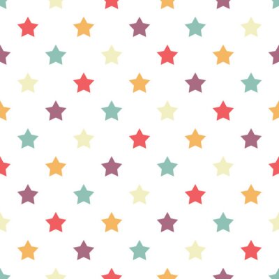 Tapete Bunte Sternchen auf weißem Hintergrund