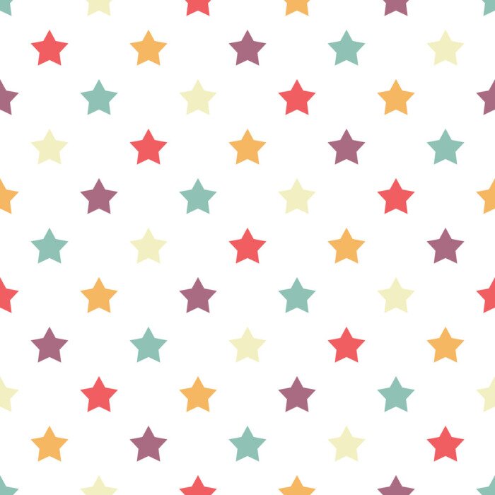 Tapete Bunte Sternchen auf weißem Hintergrund