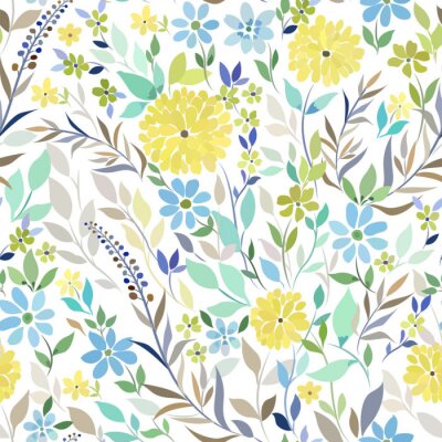 Tapete Bunte Wiese mit Blumen