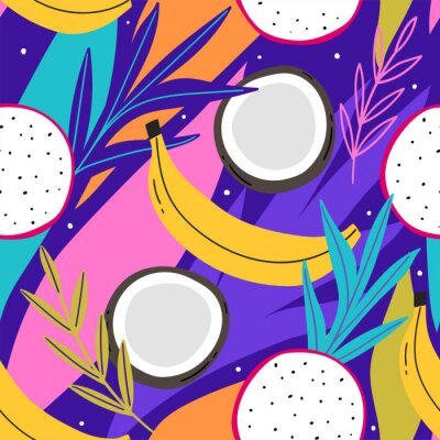 Tapete Bunter Hintergrund mit tropischen Früchten