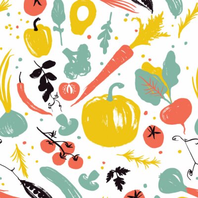 Tapete Buntes Gemüse und Punkte