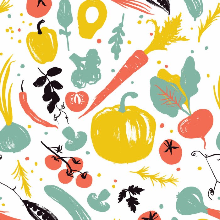 Tapete Buntes Gemüse und Punkte