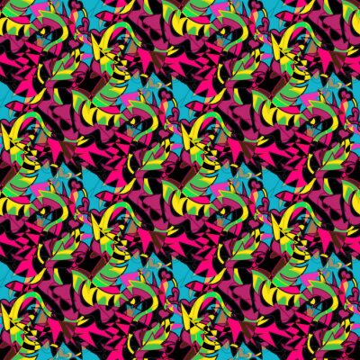 Tapete Buntes Graffiti mit Schlangen