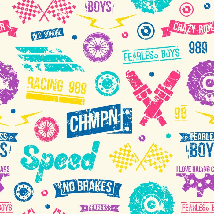 Tapete Car races seamless pattern