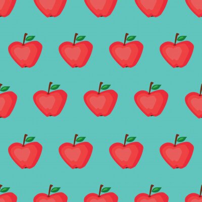 Tapete Cartoon-Äpfel auf blauem Hintergrund