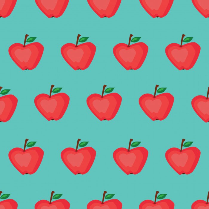 Tapete Cartoon-Äpfel auf blauem Hintergrund