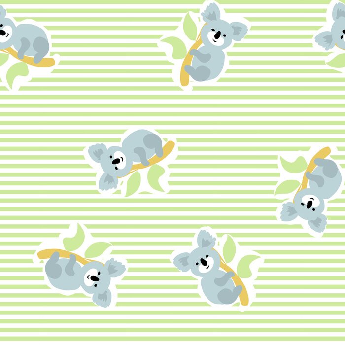 Tapete Cartoon Baby Koala Tier flach nahtlose Muster