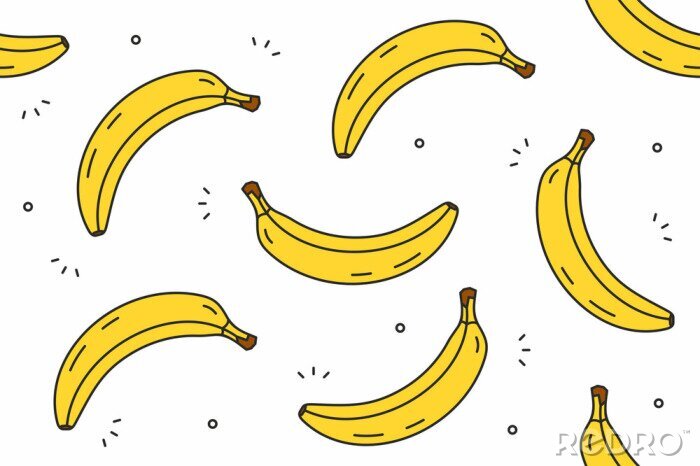 Tapete Cartoon-Bananen auf weißem Hintergrund