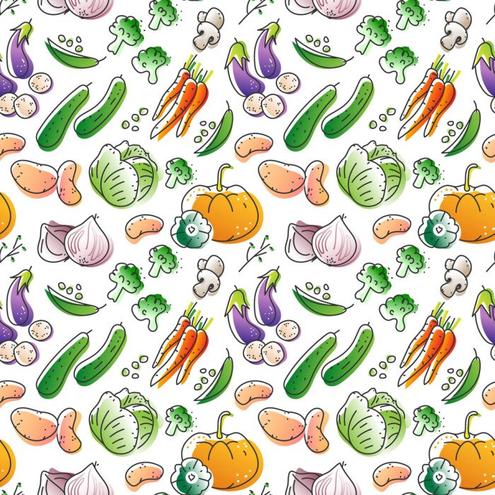 Tapete Cartoon buntes Gemüse