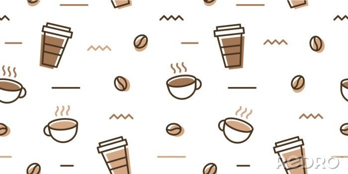 Tapete coffee bean mug cup memphis seamless pattern white background wallpaper download