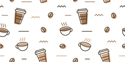Tapete coffee bean mug cup memphis seamless pattern white background wallpaper download