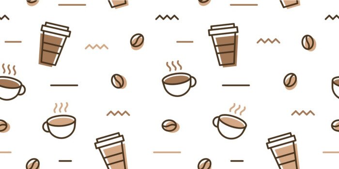 Tapete coffee bean mug cup memphis seamless pattern white background wallpaper download
