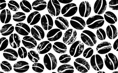 Tapete Coffee Beans on White Background. Vector Abstract Seamless  Pattern.