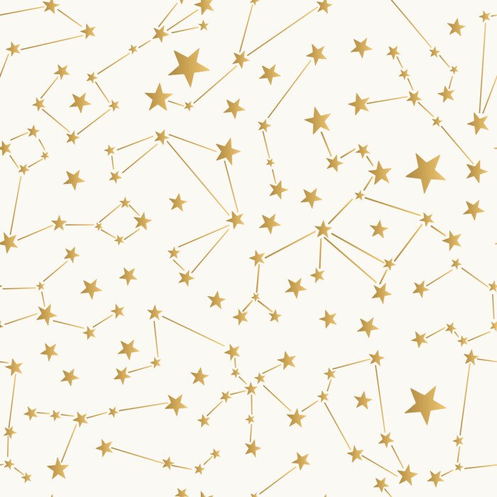 Tapete Constellation seamless pattern. Golden zodiac background.