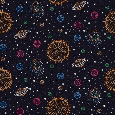 Tapete Cosmos outer space doodles seamless vector pattern