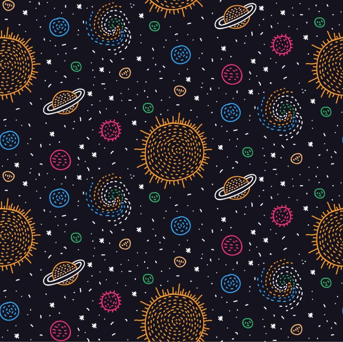 Tapete Cosmos outer space doodles seamless vector pattern