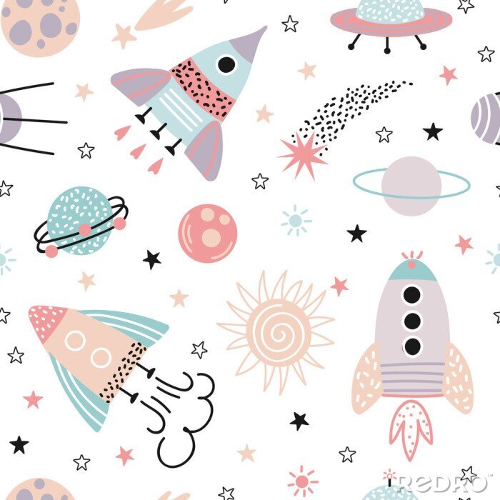 Tapete Cosmos seamless pattern for children