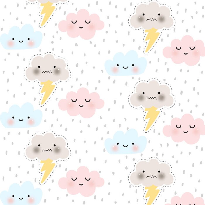 Tapete cute cartoon face cloud vector seamless pattern