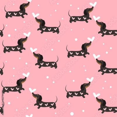 Tapete Dackel mit Herzen