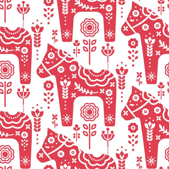 Tapete Dala-schwedisches Pferd nahtlose Vektor-Muster.