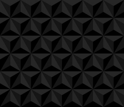 Tapete dark pyramid. vector seamless pattern with triangles. black geometric background. visual illusion