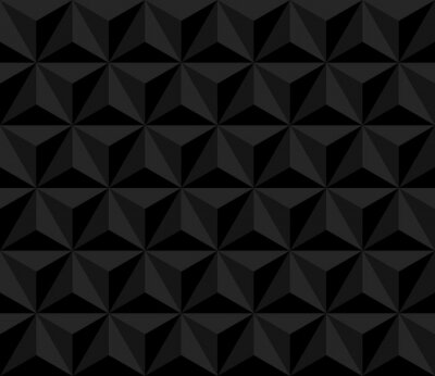 Tapete dark pyramid. vector seamless pattern with triangles. black geometric background. visual illusion