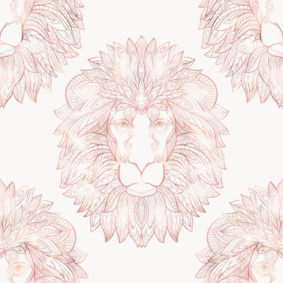Tapete Das nahtlose Muster des König der Löwen auf weißem Hintergrund