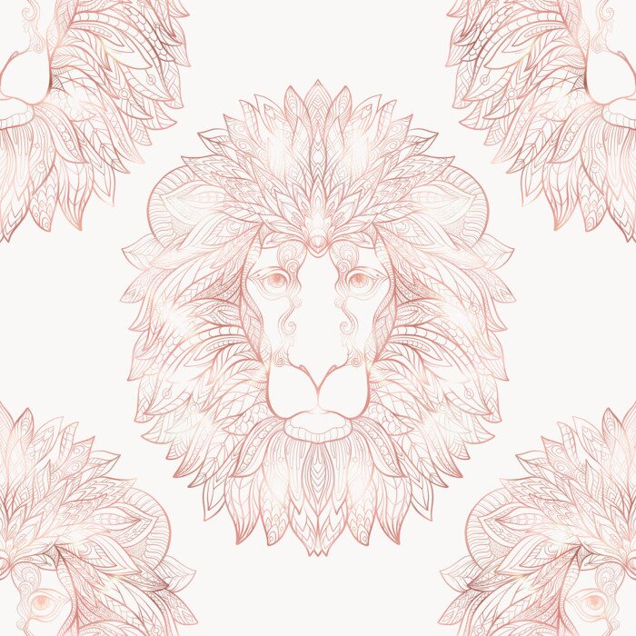 Tapete Das nahtlose Muster des König der Löwen auf weißem Hintergrund
