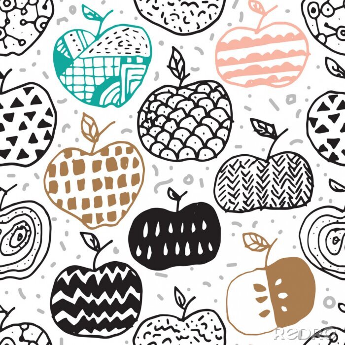 Tapete Dekorative Äpfel mit Mustern