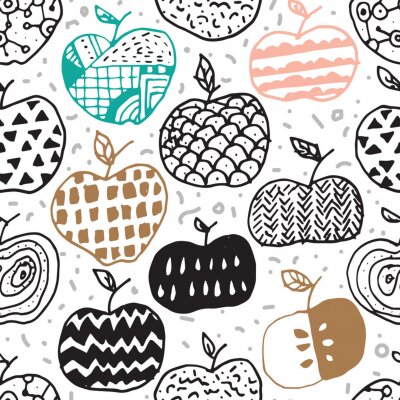 Tapete Dekorative Äpfel mit Mustern