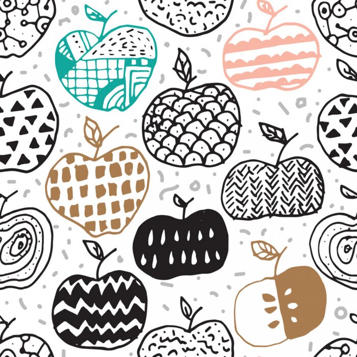 Tapete Dekorative Äpfel mit Mustern