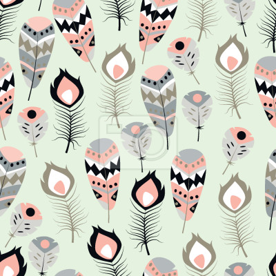 Tapete Dekorative Stammesfedern