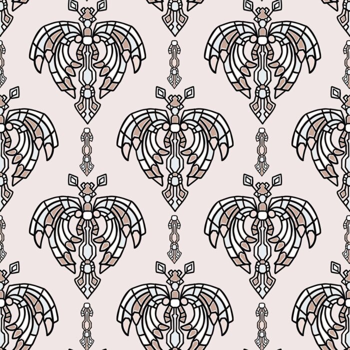 Tapete Dekoratives Muster auf pastellfarbenem Hintergrund