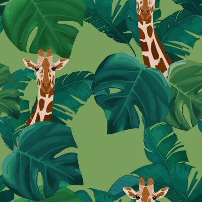 Design mit Giraffen und Blättern