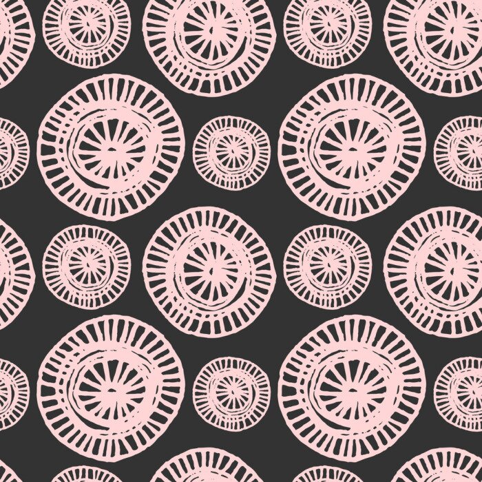 Tapete Design mit großen rosa Punkten mit Mustern