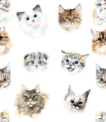 Tapete Design mit Köpfen von kleinen Katzen