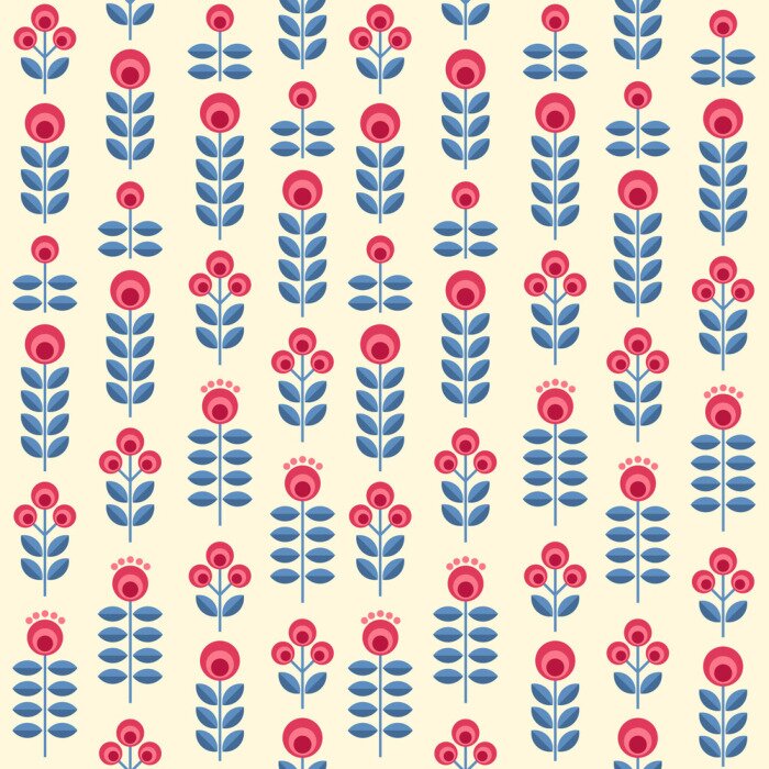 Tapete Design mit skandinavischen Blumen