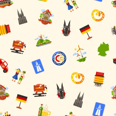 Tapete Deutschland reisen nahtlose Muster mit berühmten deutschen Symbole