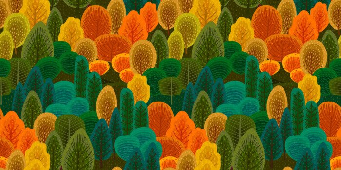 Tapete Die Farben des Herbstes auf einem farbigen Hintergrund