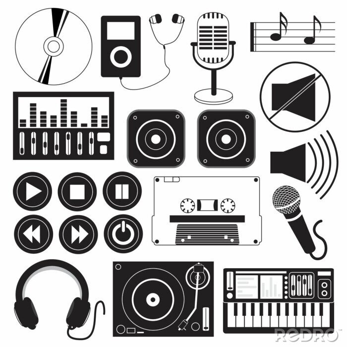 Tapete Digitale Musik und Icons Theme